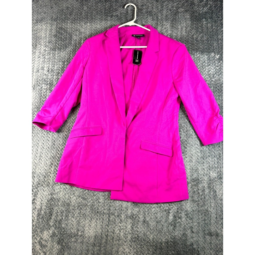 INC International Concepts Blazer Womens L Pink Notch Lapel 3/4 Sleeve